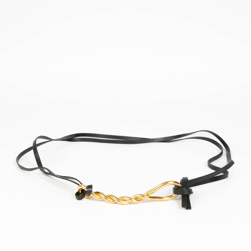 Bottega Veneta Black Calfskin Double Strap Belt