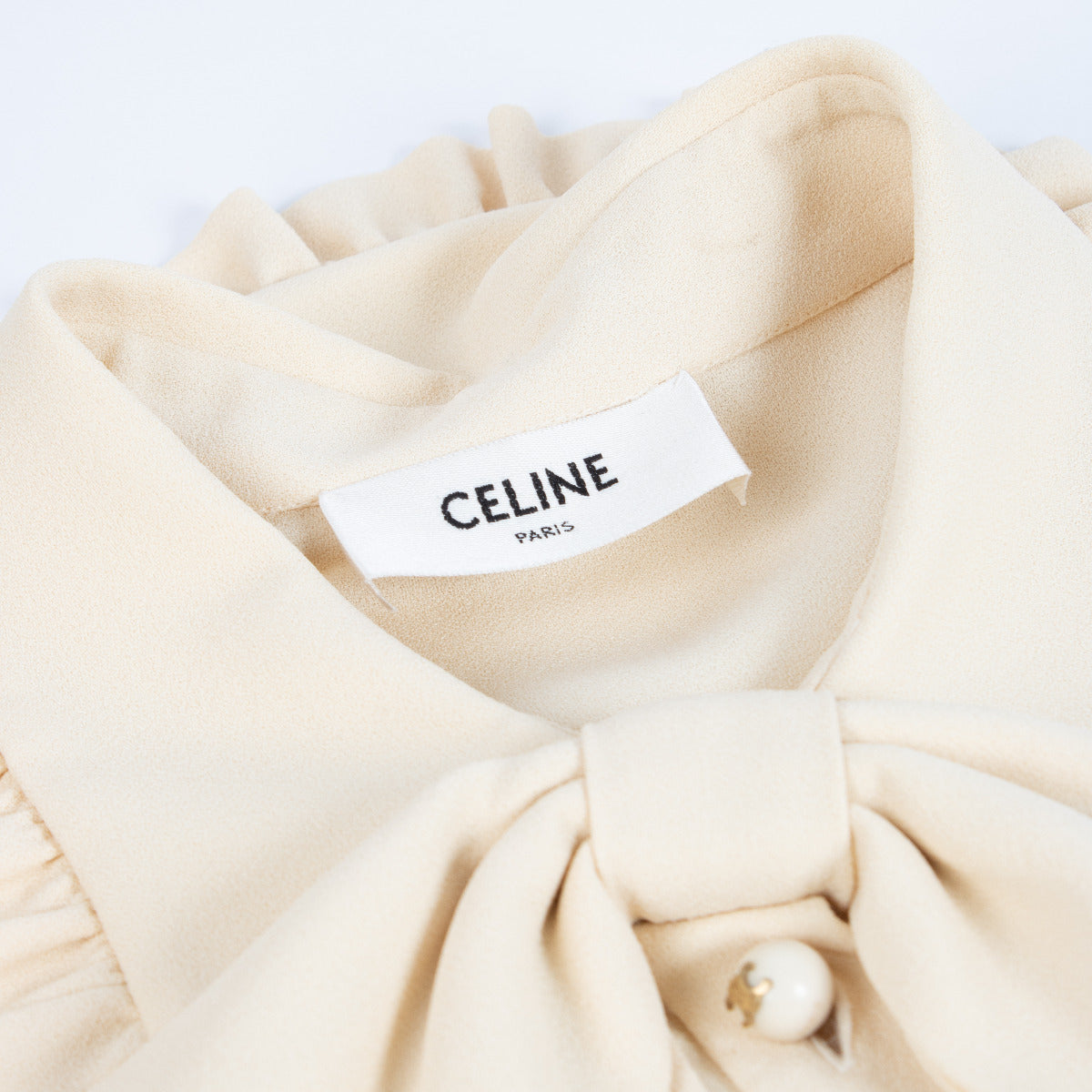 Celine Beige Ruchesblouse Kort - maat 42