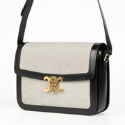 Authentic pre-loved Celine Black Canvas Triomphe Crossbody Bag on Labellov.com