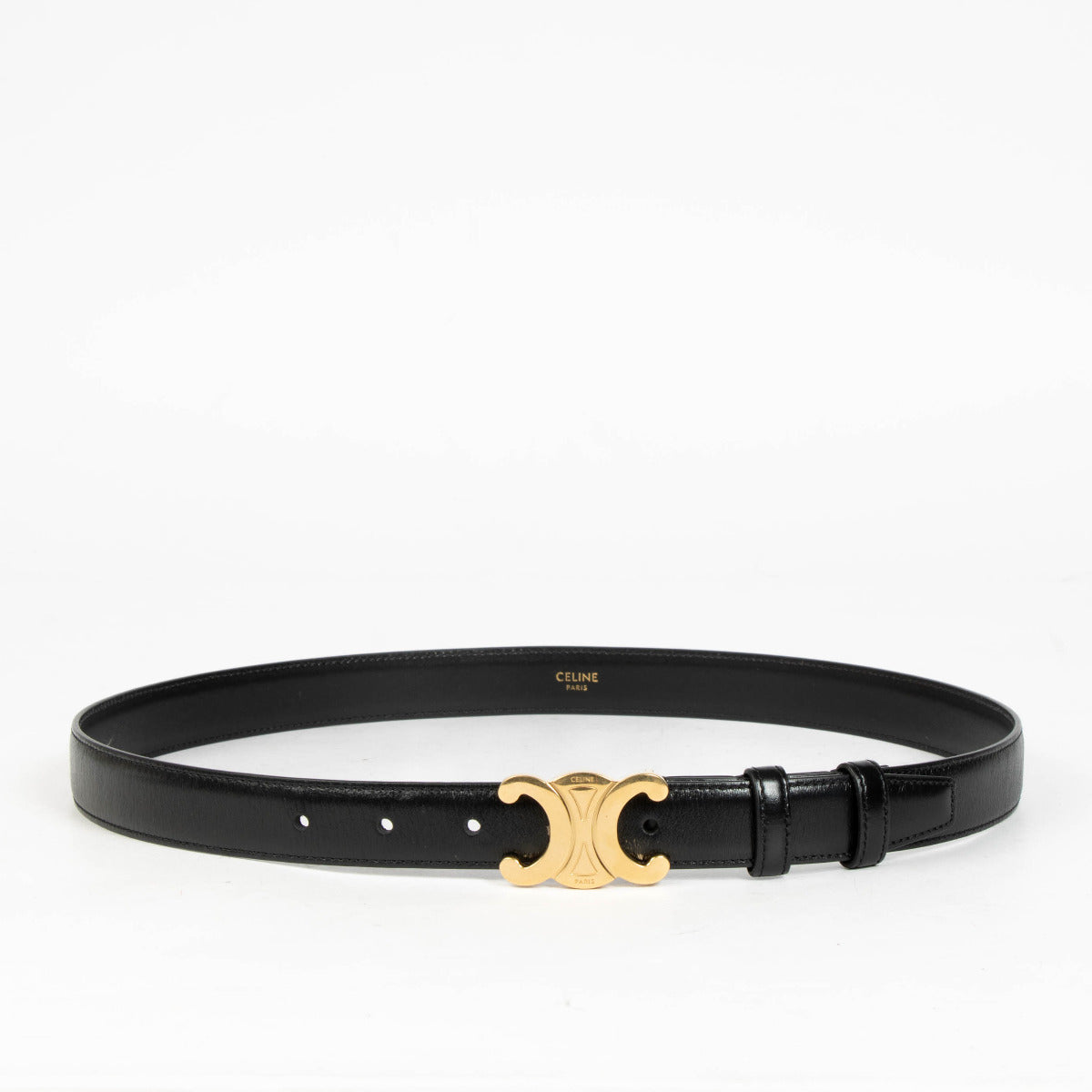 Celine Black Leather Triomphe Belt - size 85 for the best price at Labellov