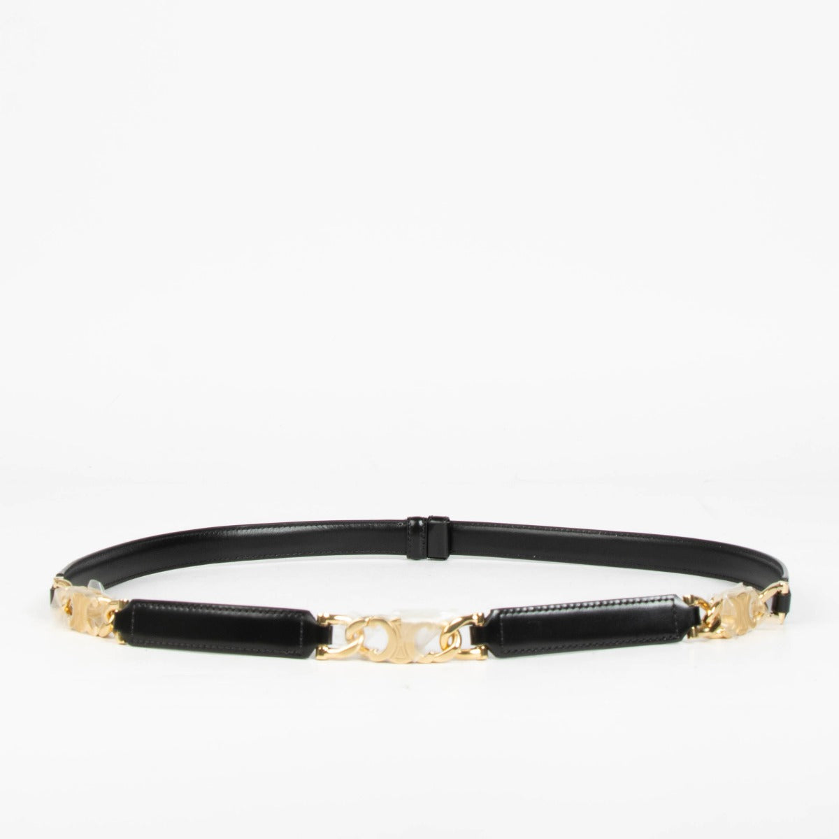 Shop this 100% authentic Celine Black Gourmette Triomphe Leather Belt - One size in one size at labellov.com