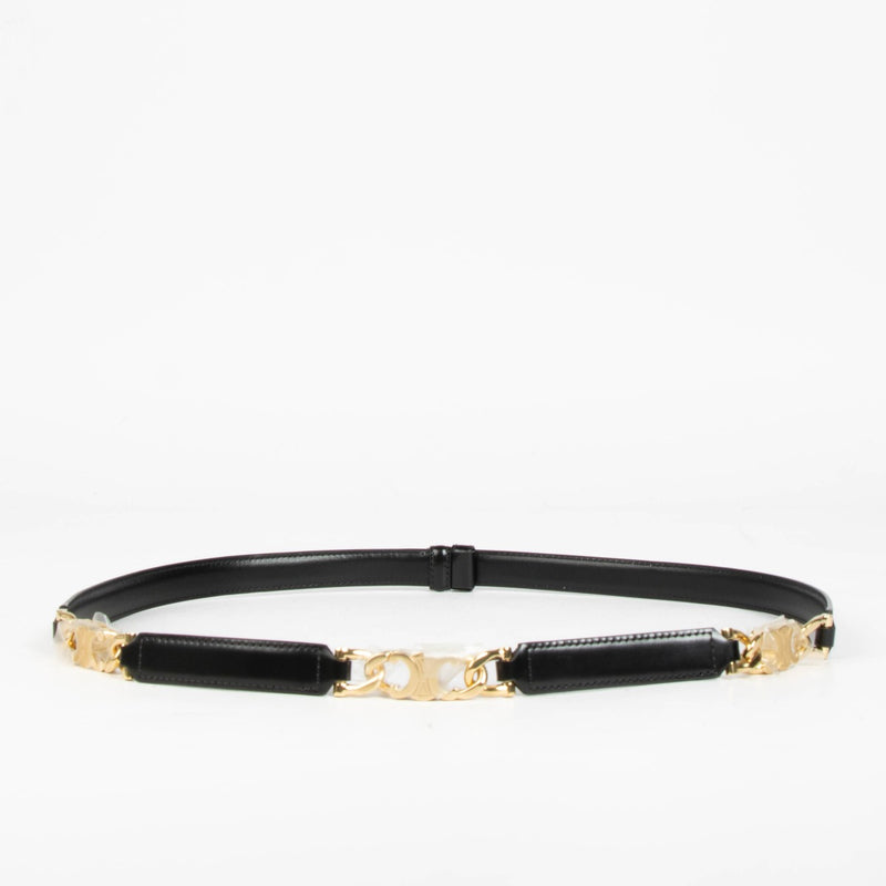 Shop this 100% authentic Celine Black Gourmette Triomphe Leather Belt - One size in one size at labellov.com