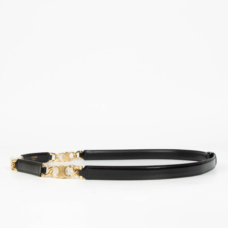 Shop this 100% authentic Celine Black Gourmette Triomphe Leather Belt - One size in one size at labellov.com
