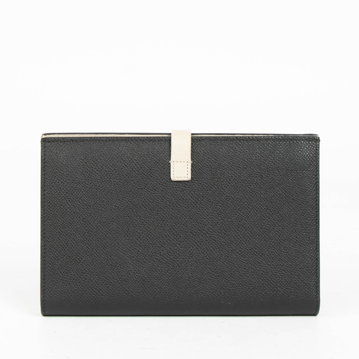 Portefeuille Céline à deux volets en cuir noir avec dragonne