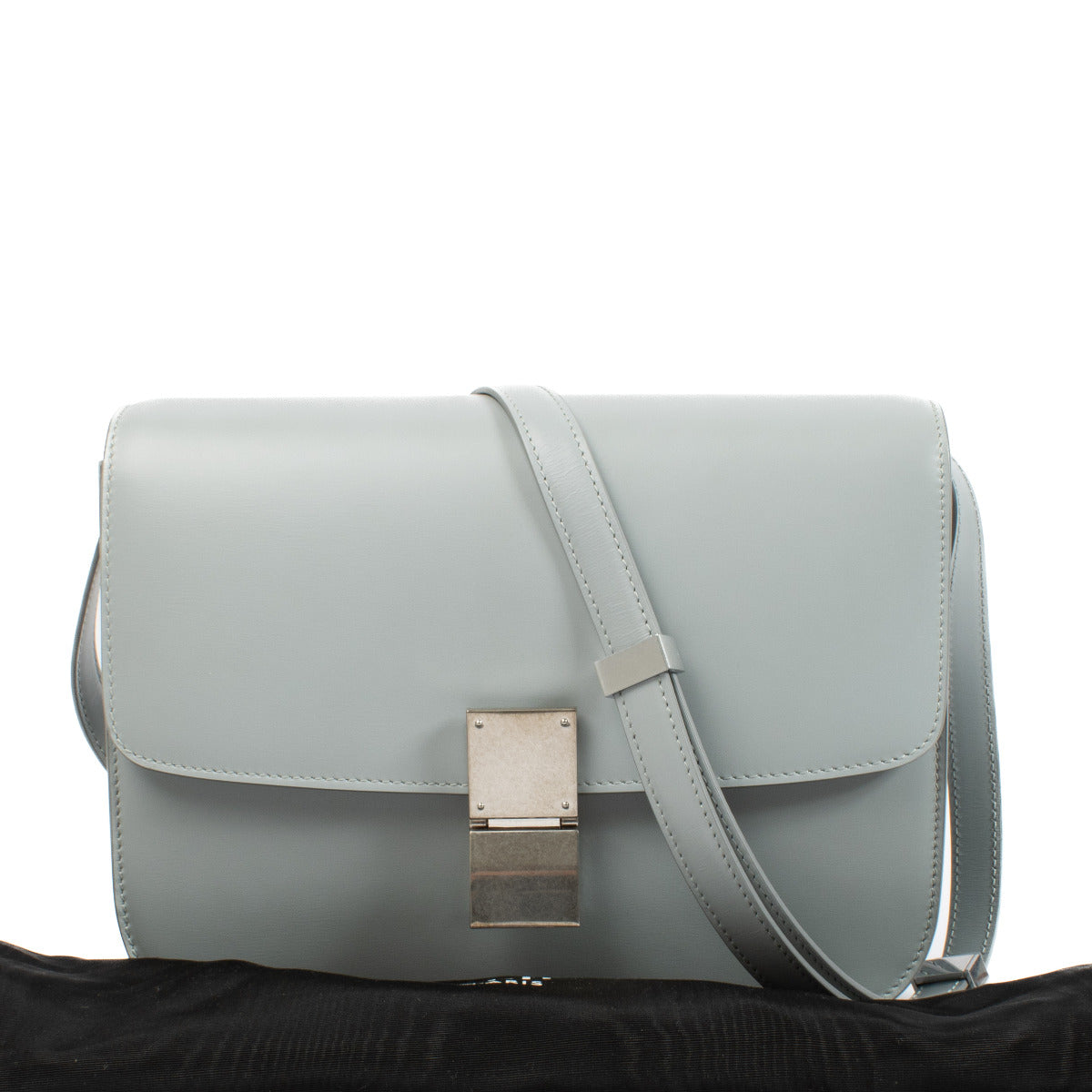 Come and shop the Celine Grey Shiny Calfskin Classic Box Bag at Labellov shop in antwerp or Knokke.