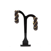 Shop safe online at Labellov in Antwerp these 100% authentic second hand Bottega Veneta Gold and Brown Leather Hoop Earrings