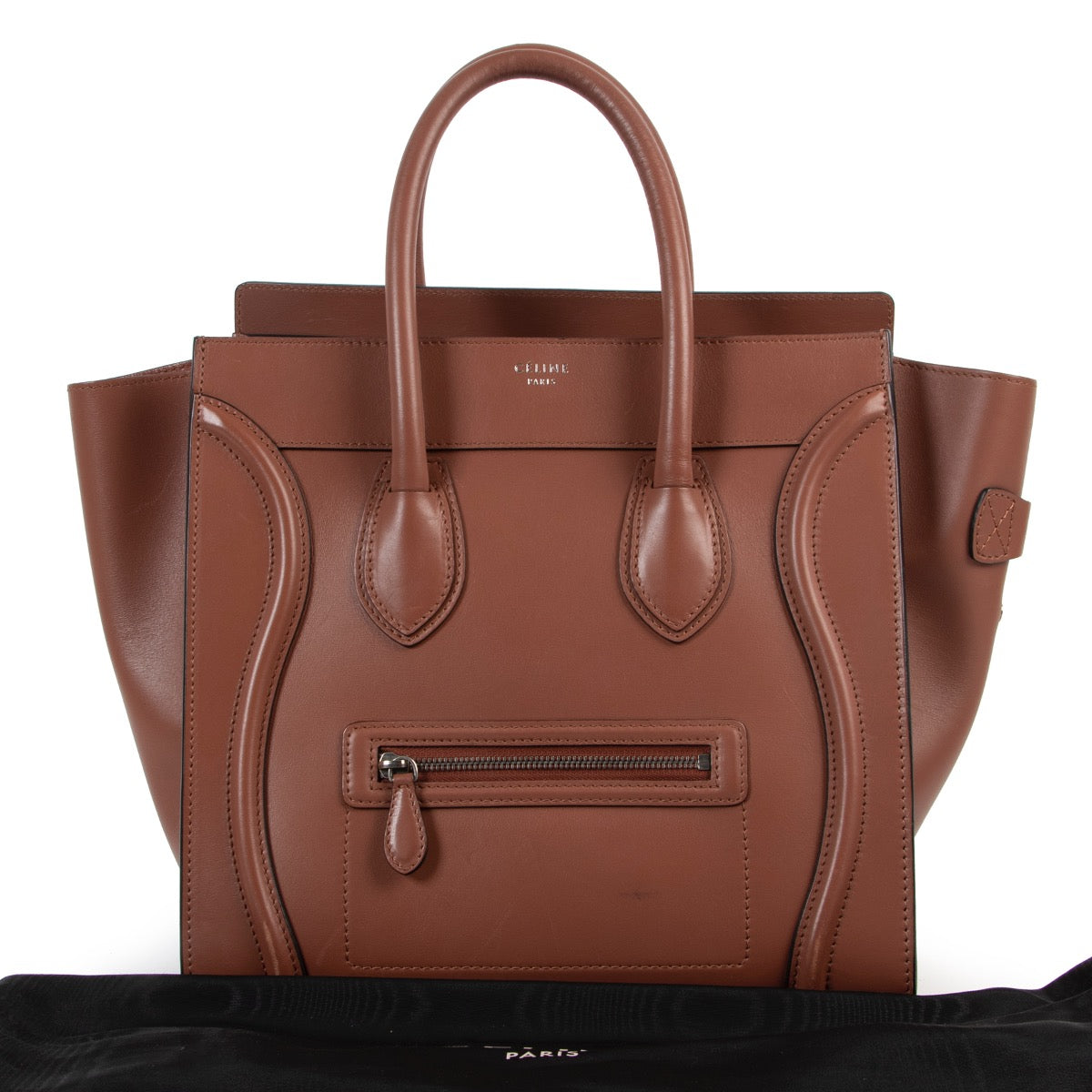 Buy an authentic second hand Céline Luggage Mini Brown Leather Top Handle in good condition at Labellov