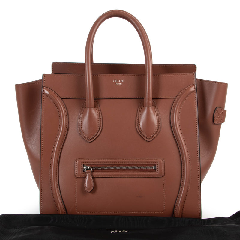 Buy an authentic second hand Céline Luggage Mini Brown Leather Top Handle in good condition at Labellov