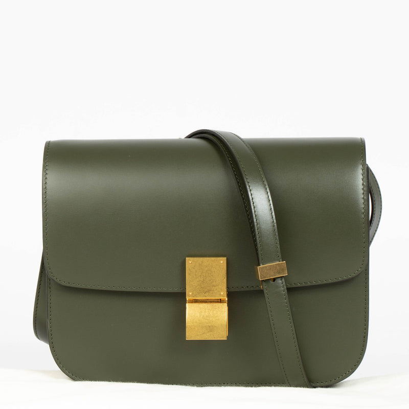 Celine Green Calfskin Leather Box Bag
