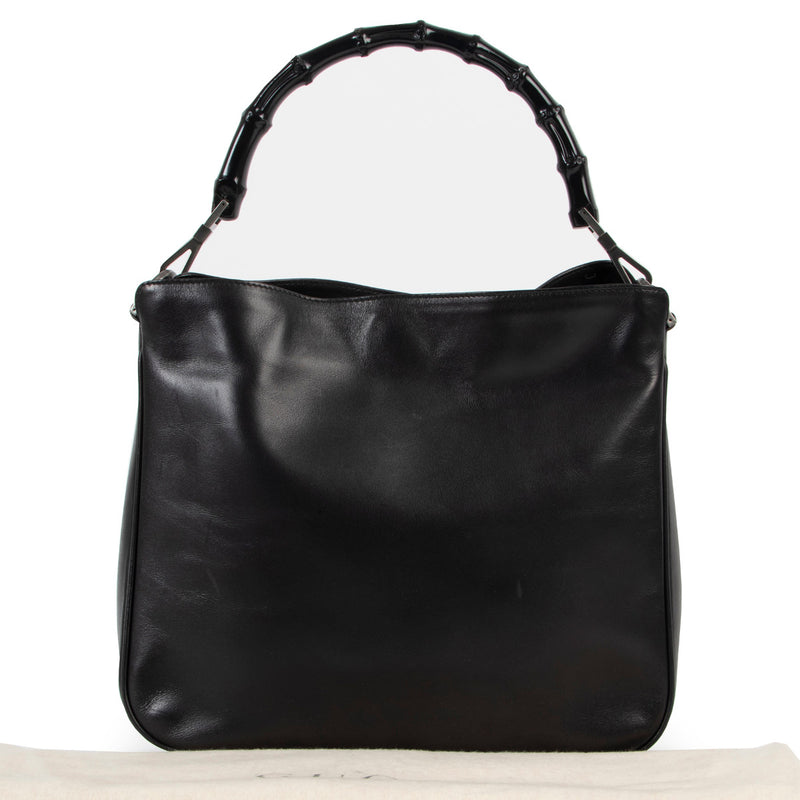 Gucci Black Leather Bamboo Top Handle