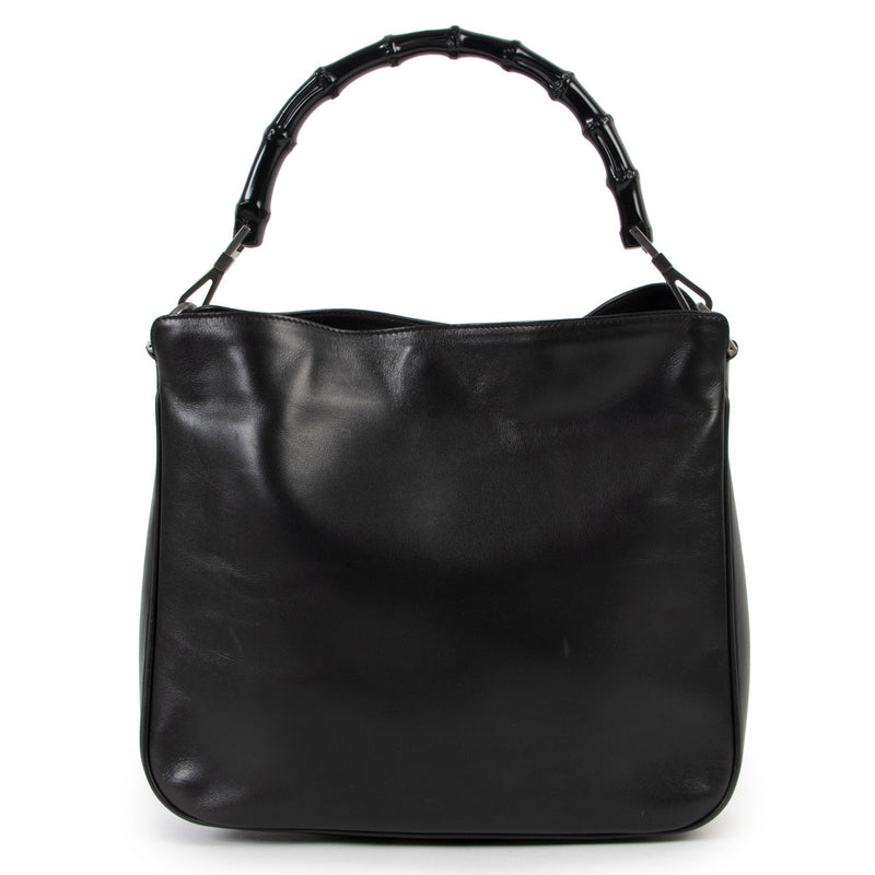 Gucci Black Leather Bamboo Top Handle