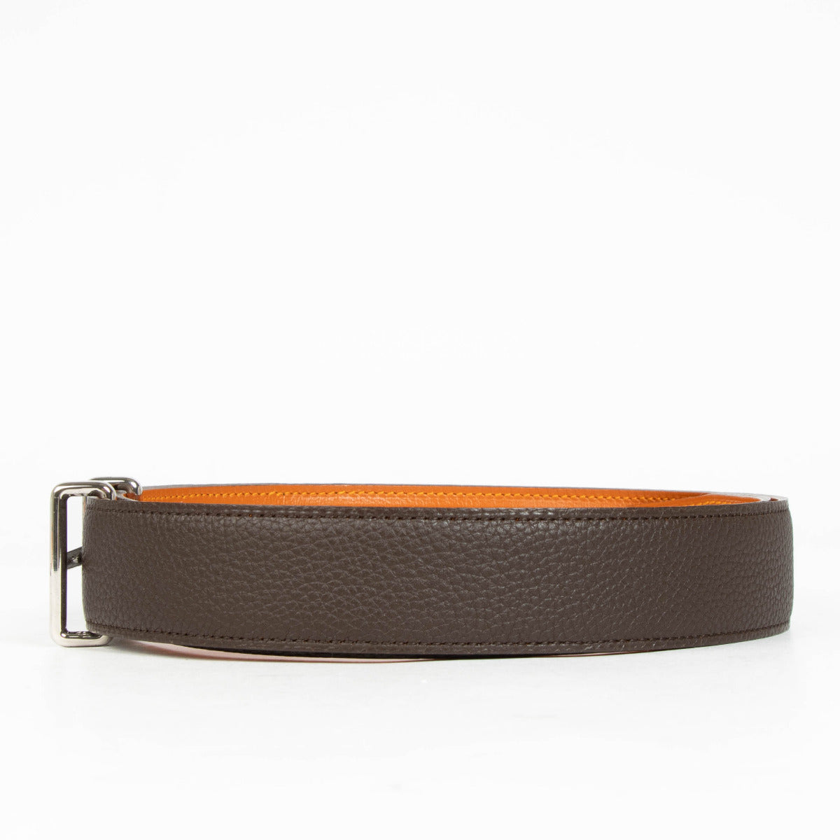 Ceinture réversible Hermès Étrivière en H marron et orange - taille 80