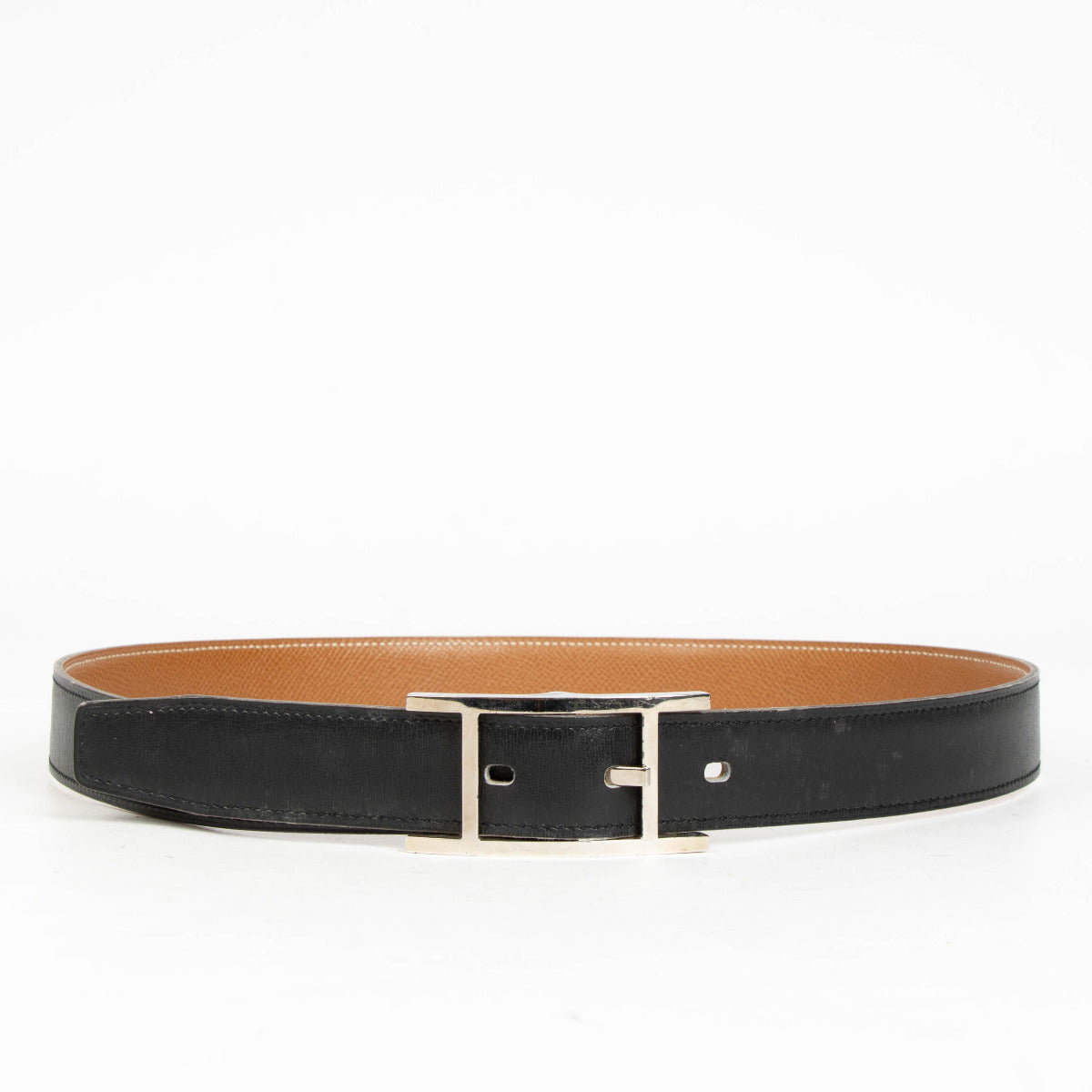 Hermès Black and Gold Reversible Quentin Belt - size 80