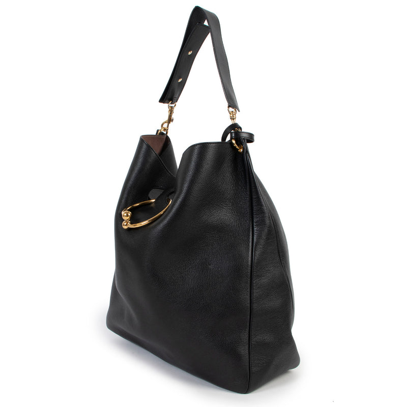JW Anderson Zwarte Leren Hobo Pierce Tas