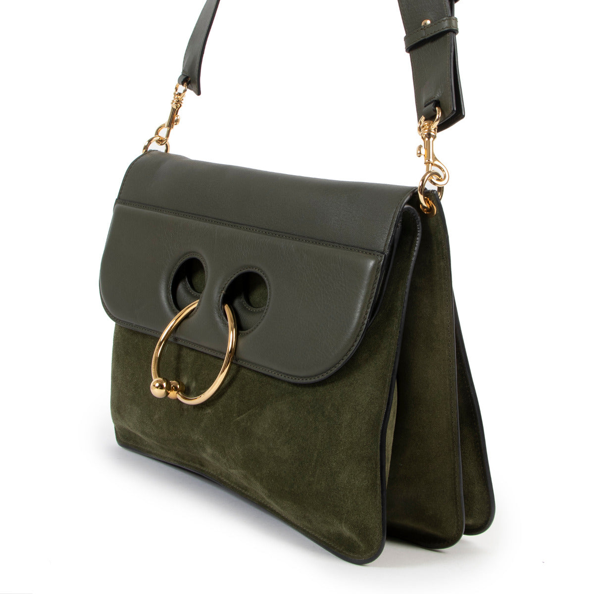 Sac à bandoulière en daim kaki Pierce de JW Anderson