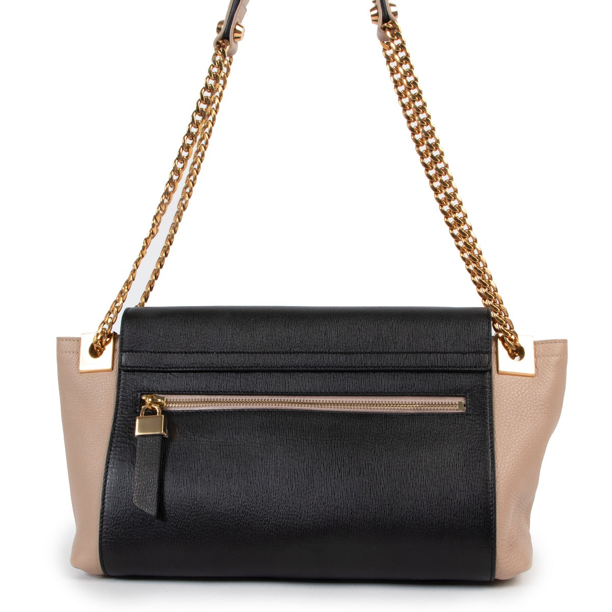 Buy an authentic second hand Lanvin Black and Beige Trapeze Shaped Leather Shoulder Bag in very good condition at Labellov