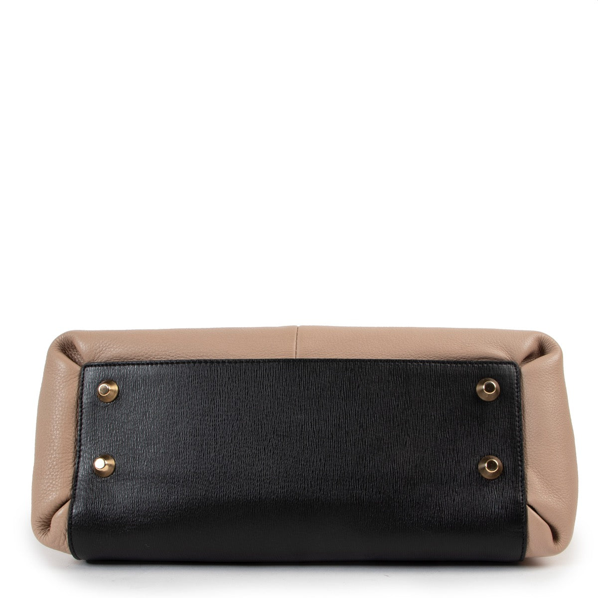 Buy an authentic second hand Lanvin Black and Beige Trapeze Shaped Leather Shoulder Bag in very good condition at Labellov