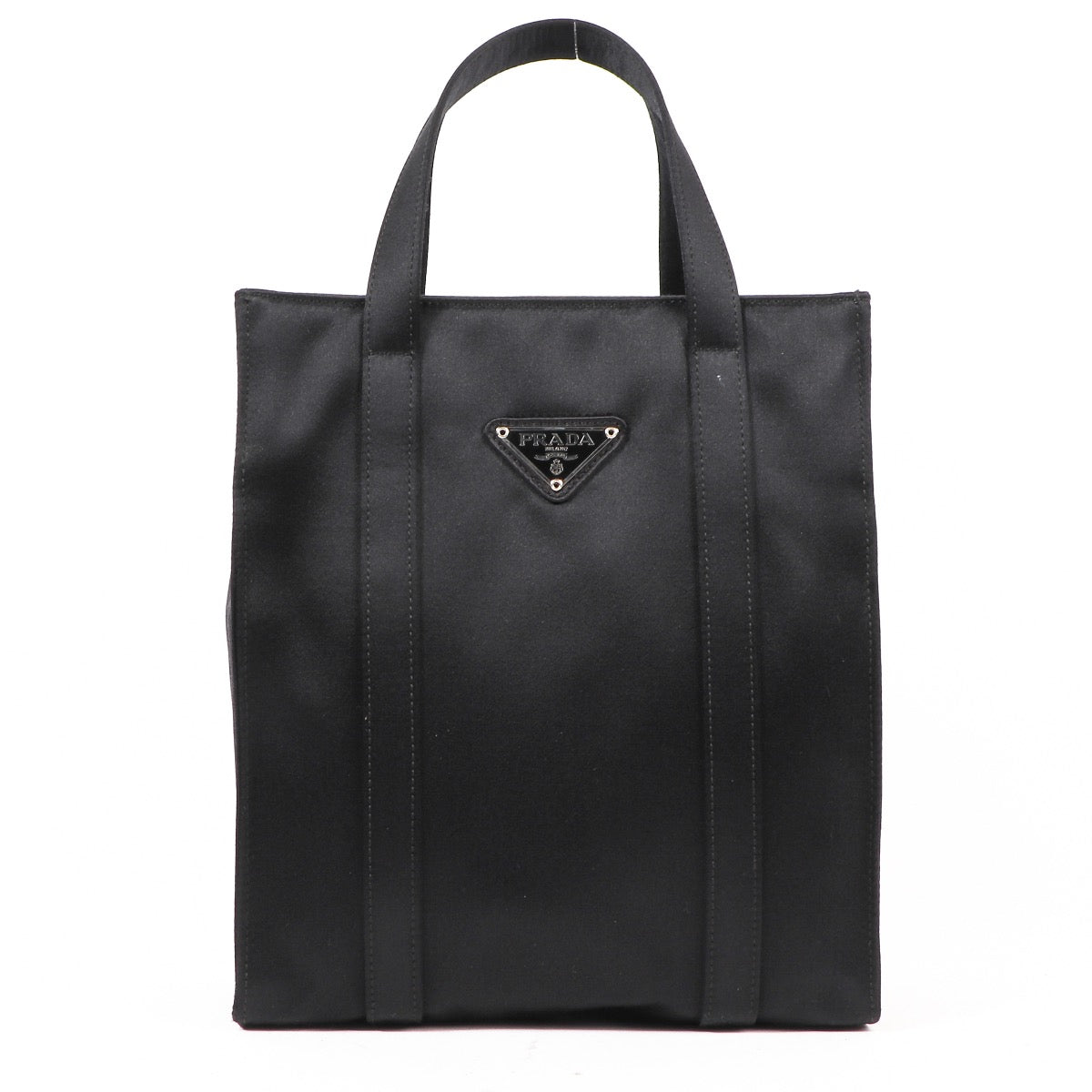 Shop safe online at Labellov in Antwerp, Brussels or Knokke this 100% authentic second hand Prada Black Satin Top Handle
