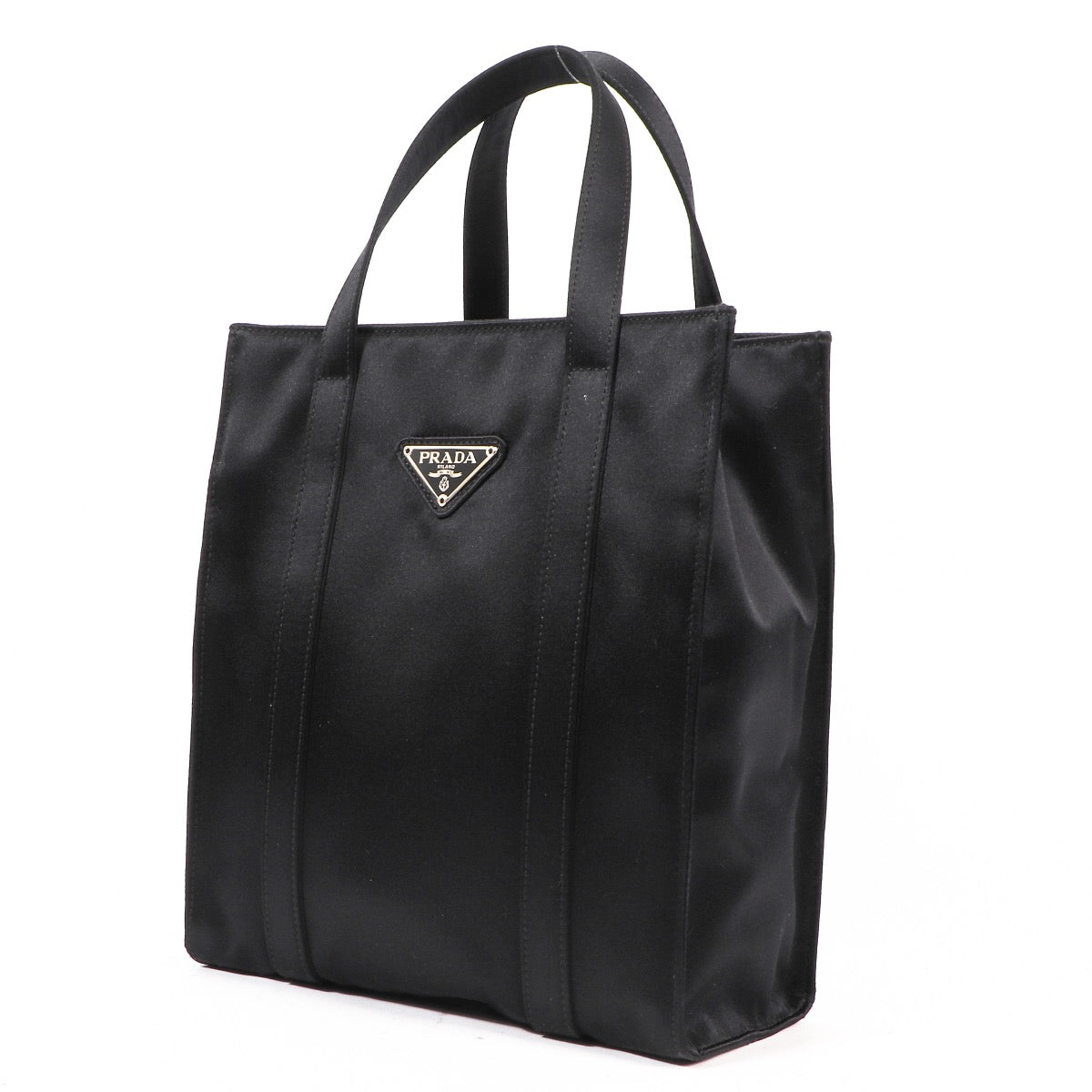 Shop safe online at Labellov in Antwerp, Brussels or Knokke this 100% authentic second hand Prada Black Satin Top Handle