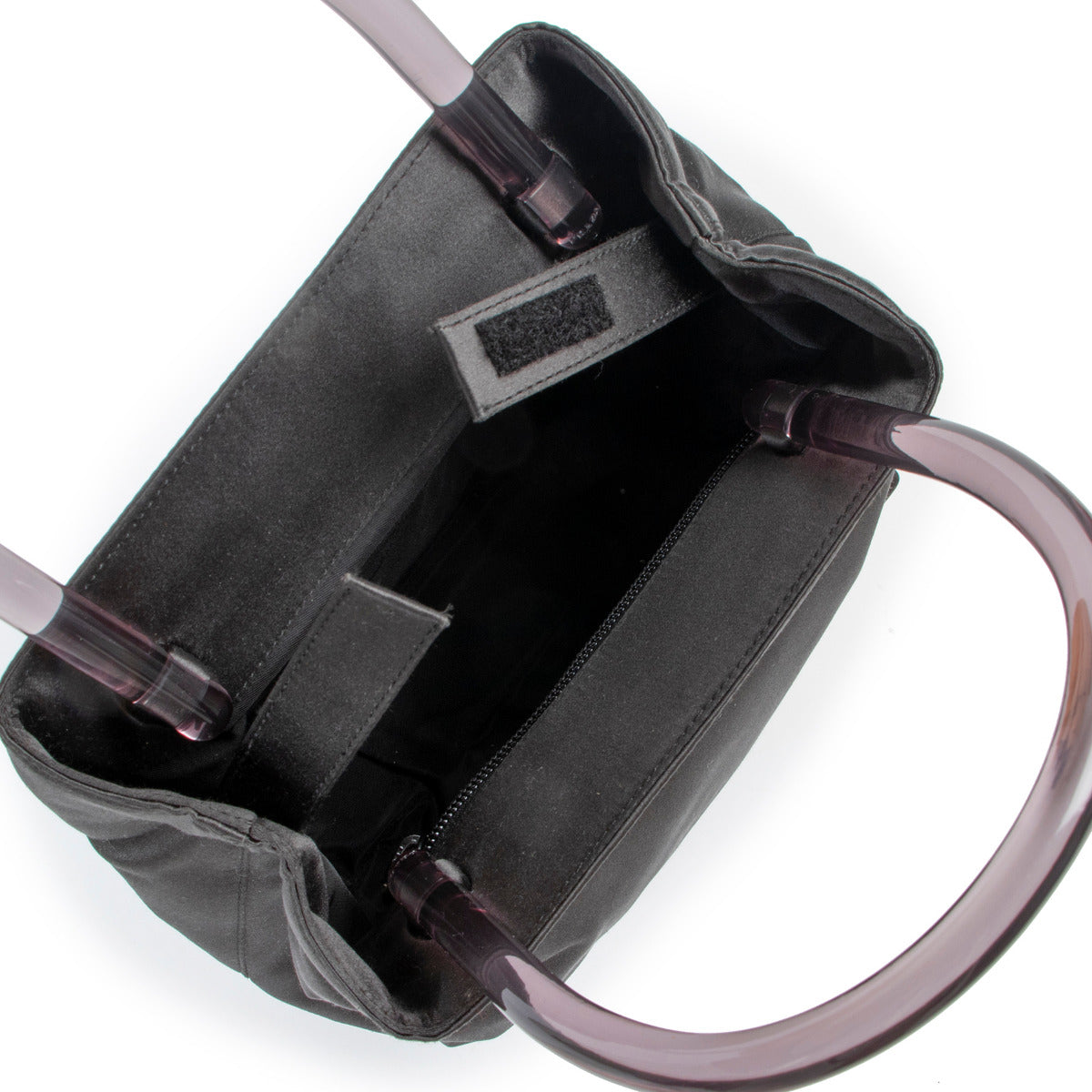 Prada Vintage Black Satin Acrylic Handle Bag