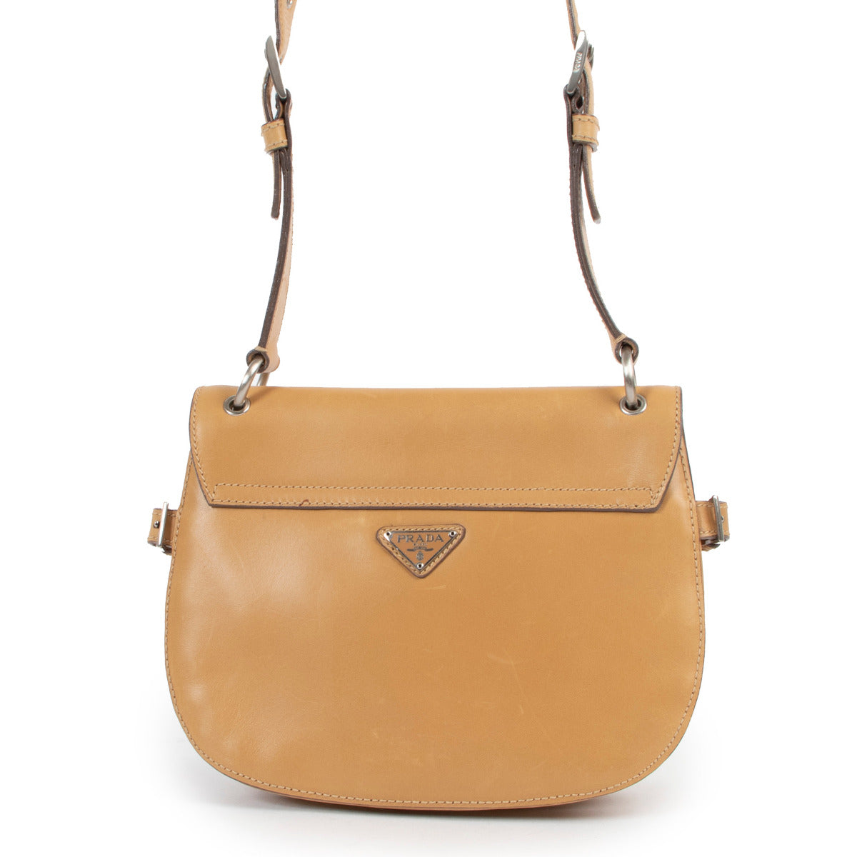 Prada Beige Saddle Crossbody Bag