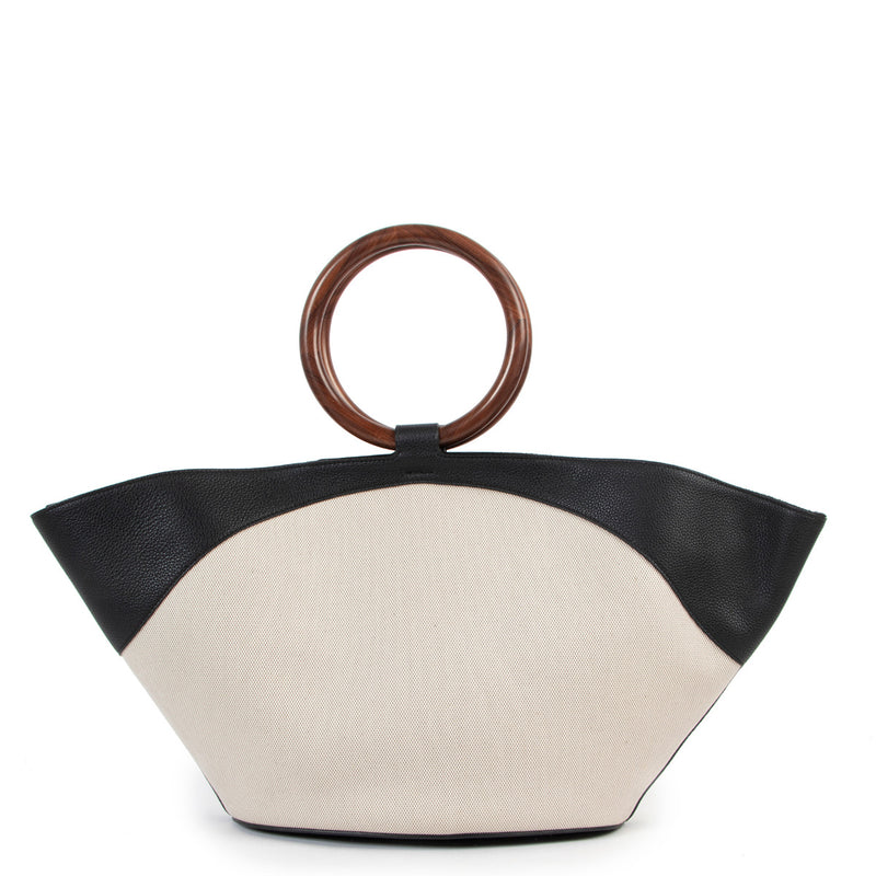The Row Market Leather Trimmed Canvas Tote