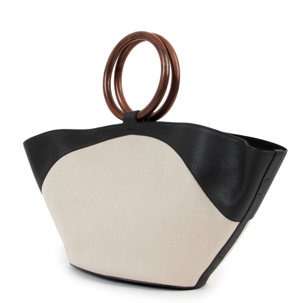 The Row Market Leather Trimmed Canvas Tote