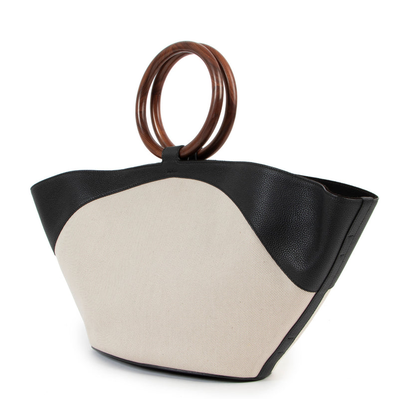 The Row Market Leather Trimmed Canvas Tote