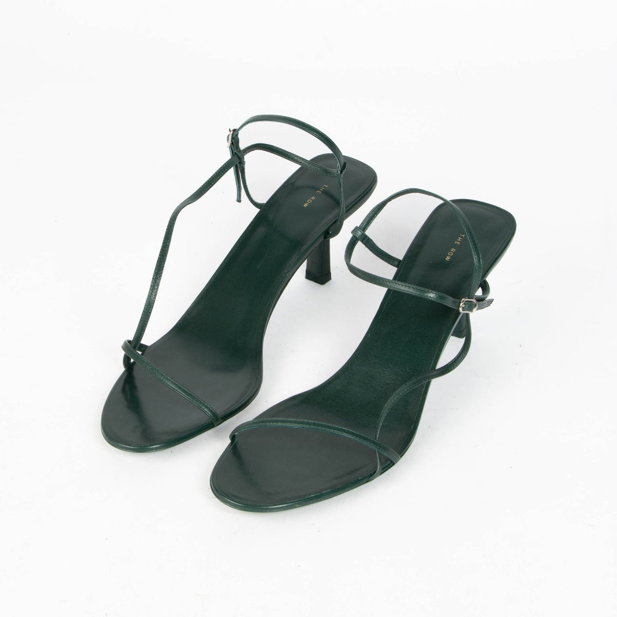 Shop this 100% authentic The Row Green Kid Leather Bare Sandals in size 42 at labellov.com.