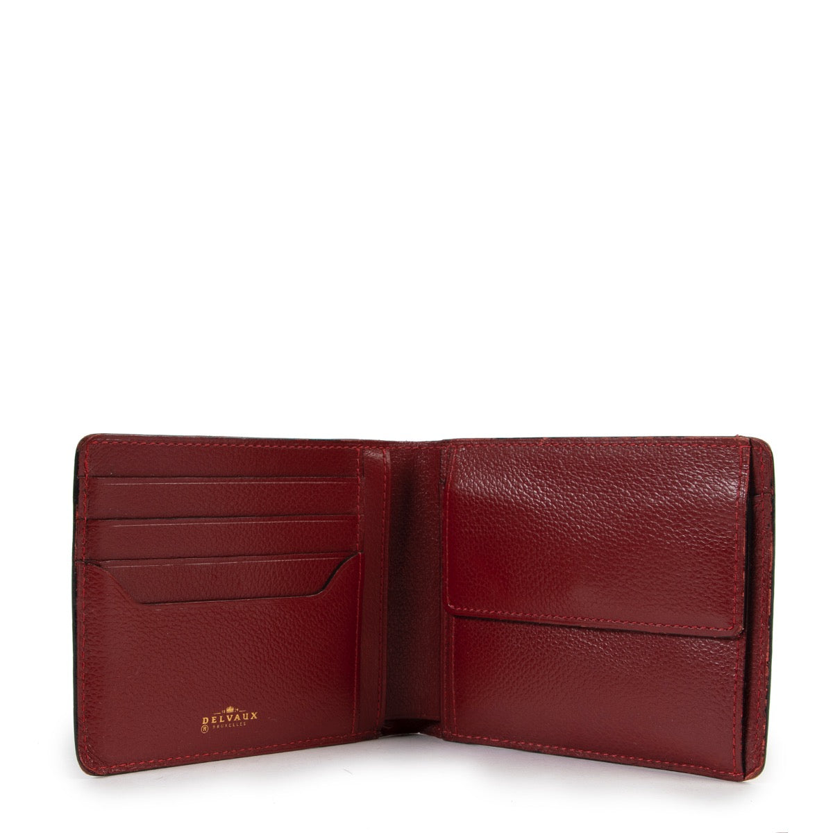 Shop safe online at Labellov in Antwerp this 100% authentic second hand Delvaux Red Leather Flap Wallet