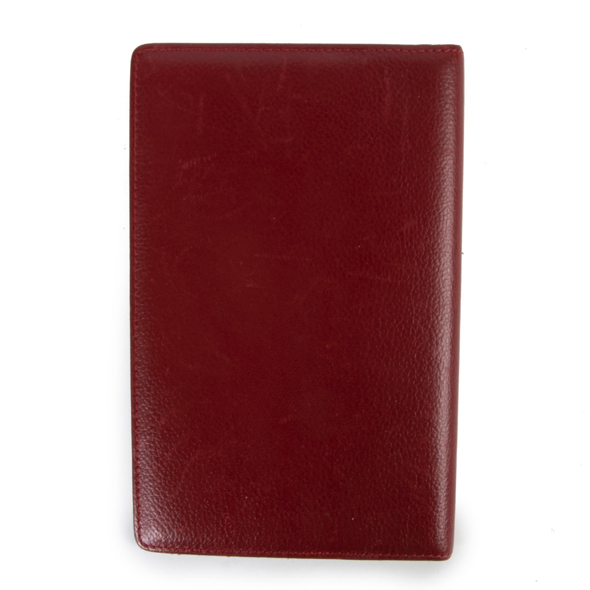 Shop safe online at Labellov in Antwerp this 100% authentic second hand Delvaux Burgundy Leather Planning Fold Wallet