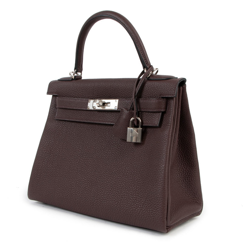 second hand authentic Hermès Kelly 28 Rouge Sellier Togo Palladium Hardware at labellov.com