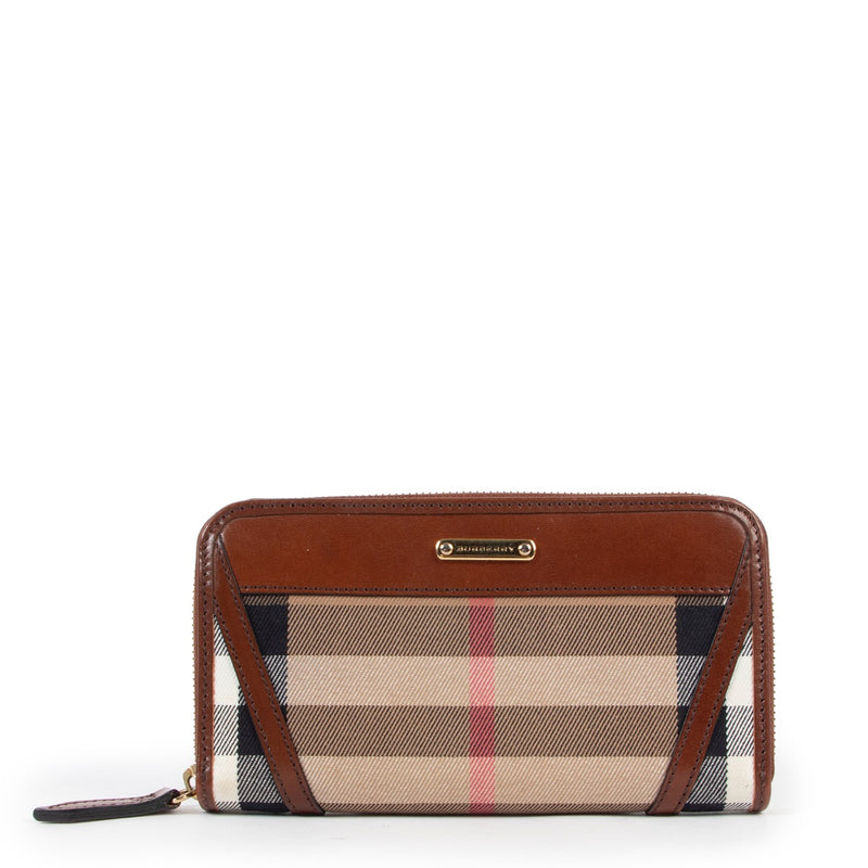 Buy an authentic second hand Burberry Checked Canvas and Leather Wallet in very good condition at Labellov