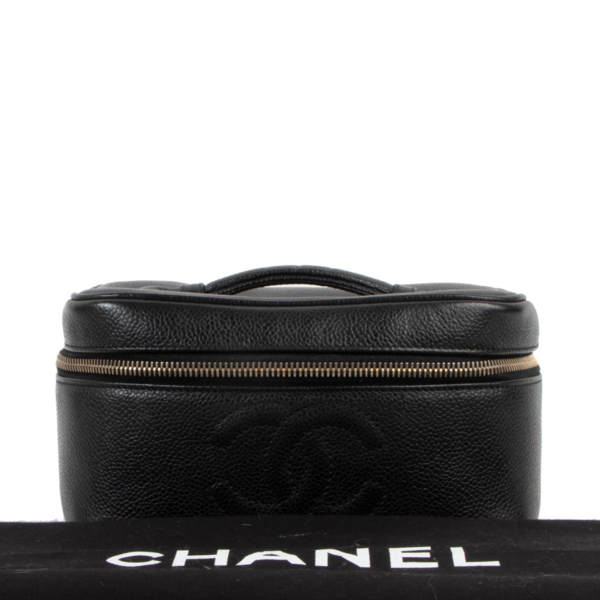 Chanel Vintage Black Caviar Leather Cosmetic Bag