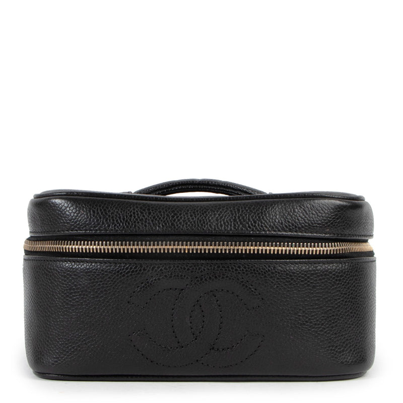 Chanel Vintage Black Caviar Leather Cosmetic Bag