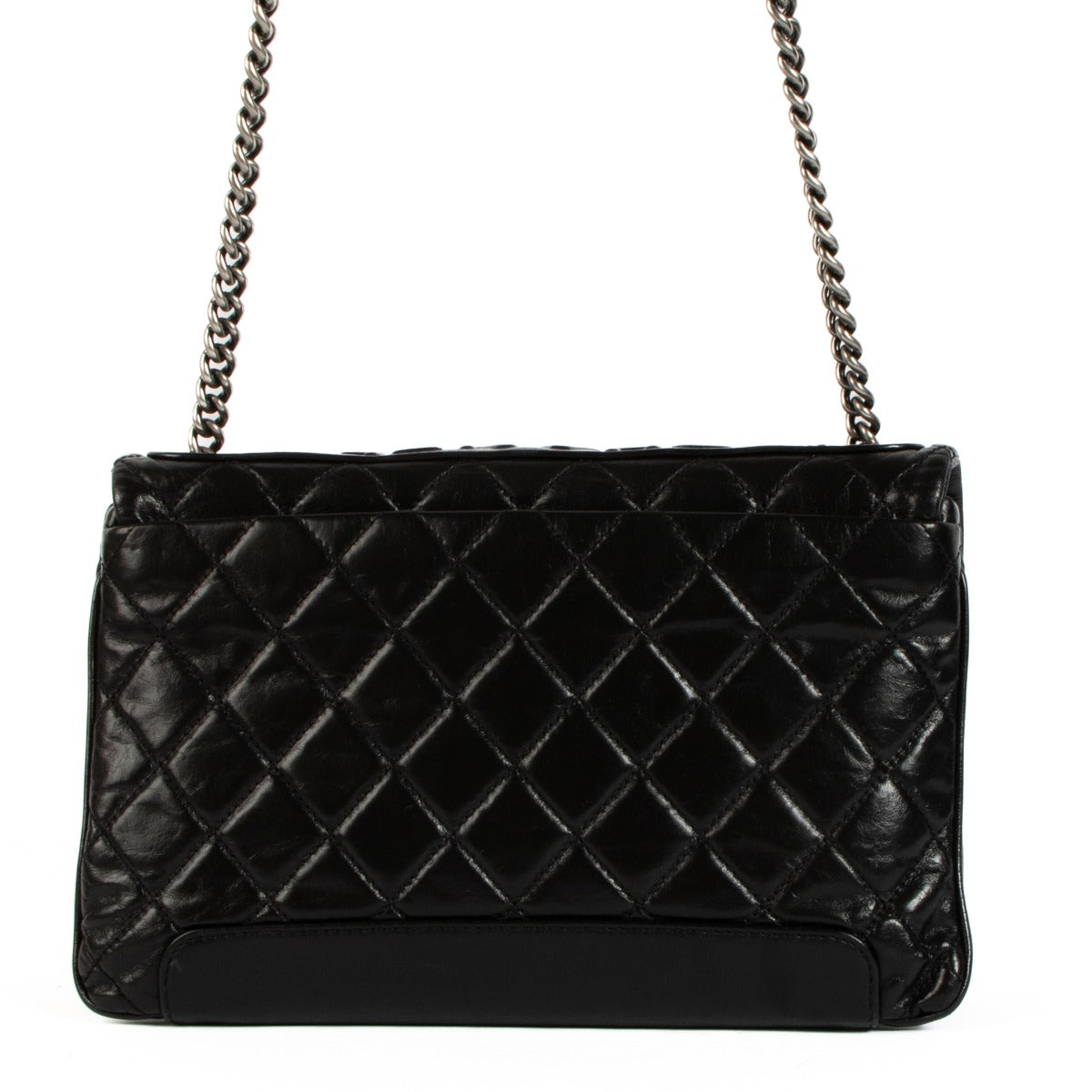 Chanel Black Glazed Calfskin Flap Bag