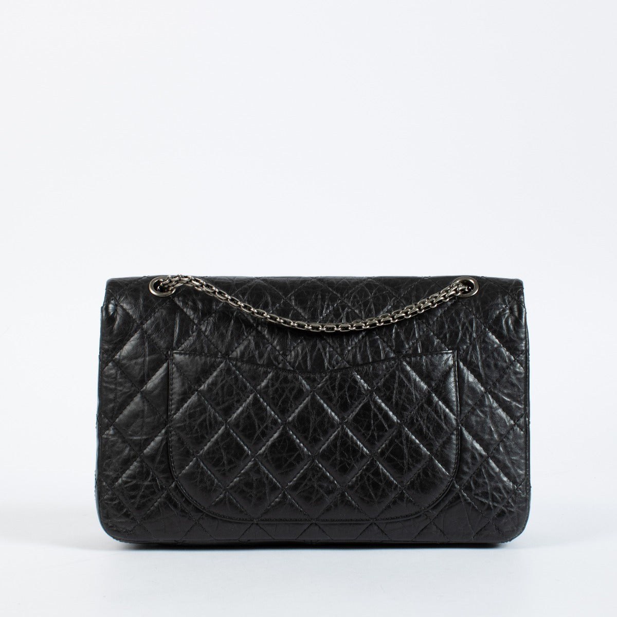 Chanel Zwarte Aged Calfskin Maxi Reissue 2.55 Tas