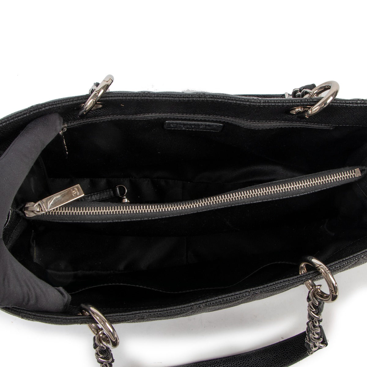 authentic second hand Chanel GST Grand Shopping Tote Black Caviar Shoulder Bag at labellov.com