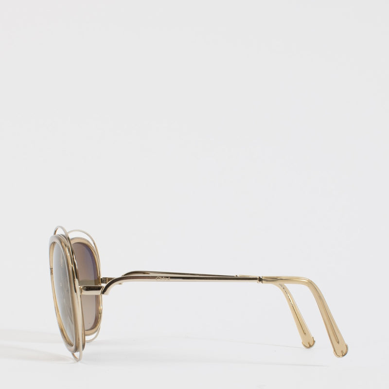 Chloé Carlina Oversized Zonnebril in Roségoud