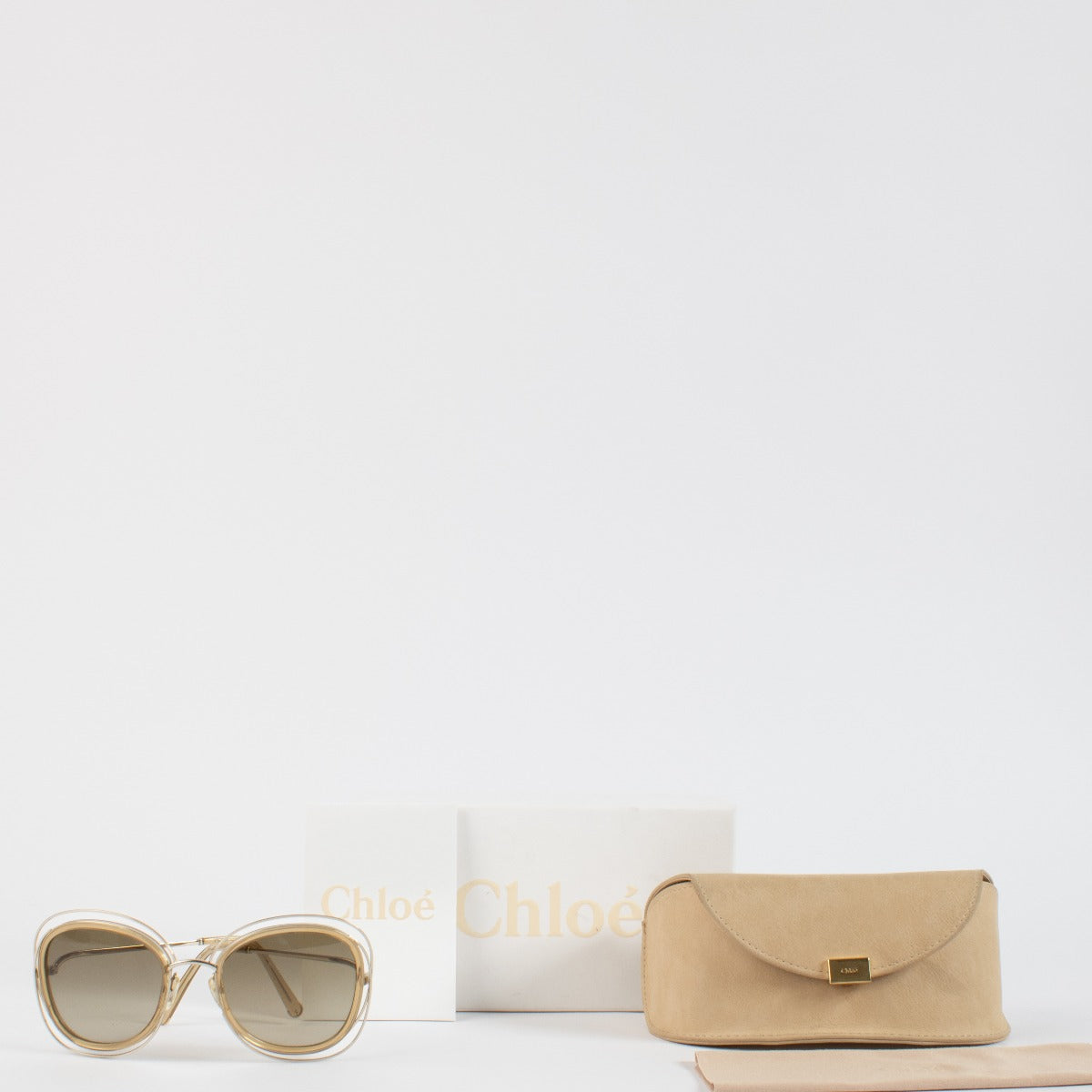 Lunettes de soleil oversize Chloé Carlina Rose doré