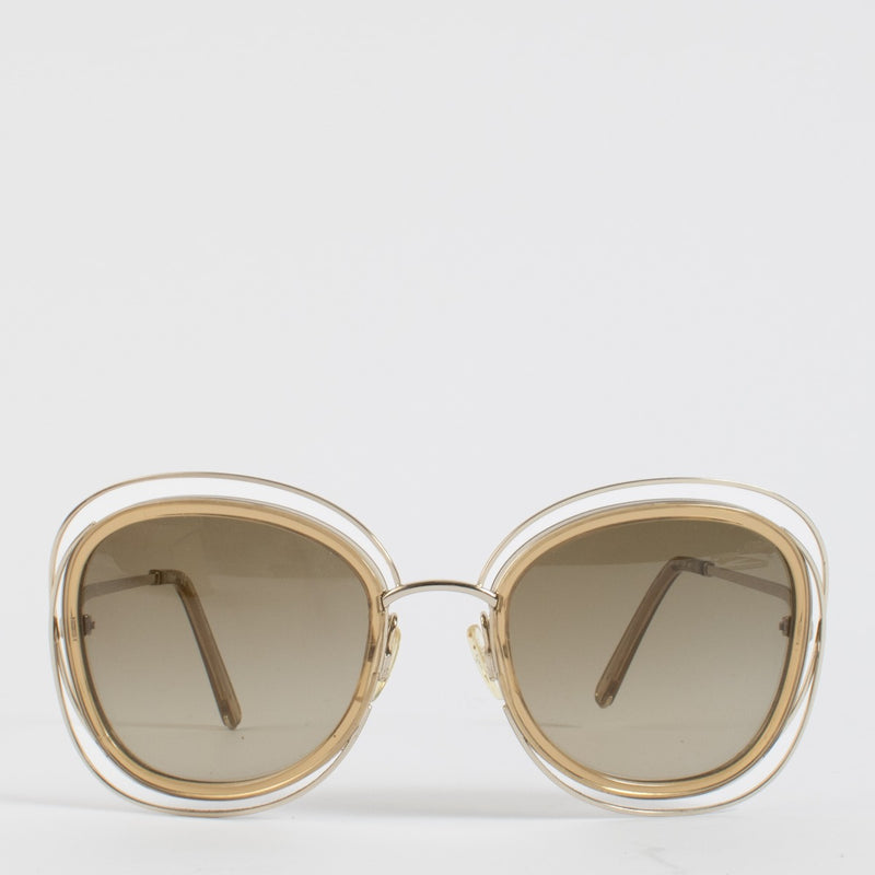 Chloé Carlina Rose Gold-Tone Oversized Sunglasses
