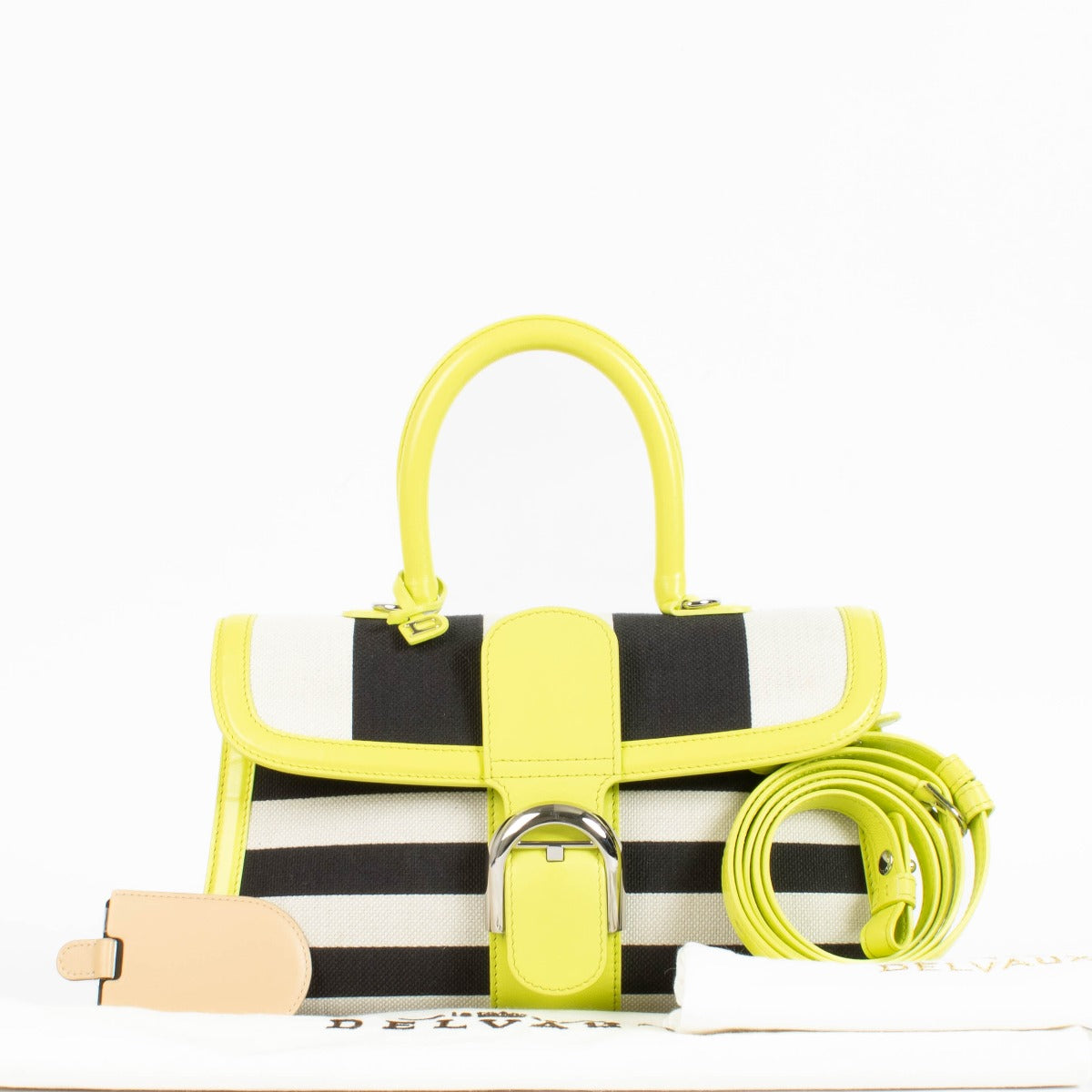 Authentic pre-loved Delvaux Absinthe Box Calf/Canvas Brillant East West Mini on Labellov.com
