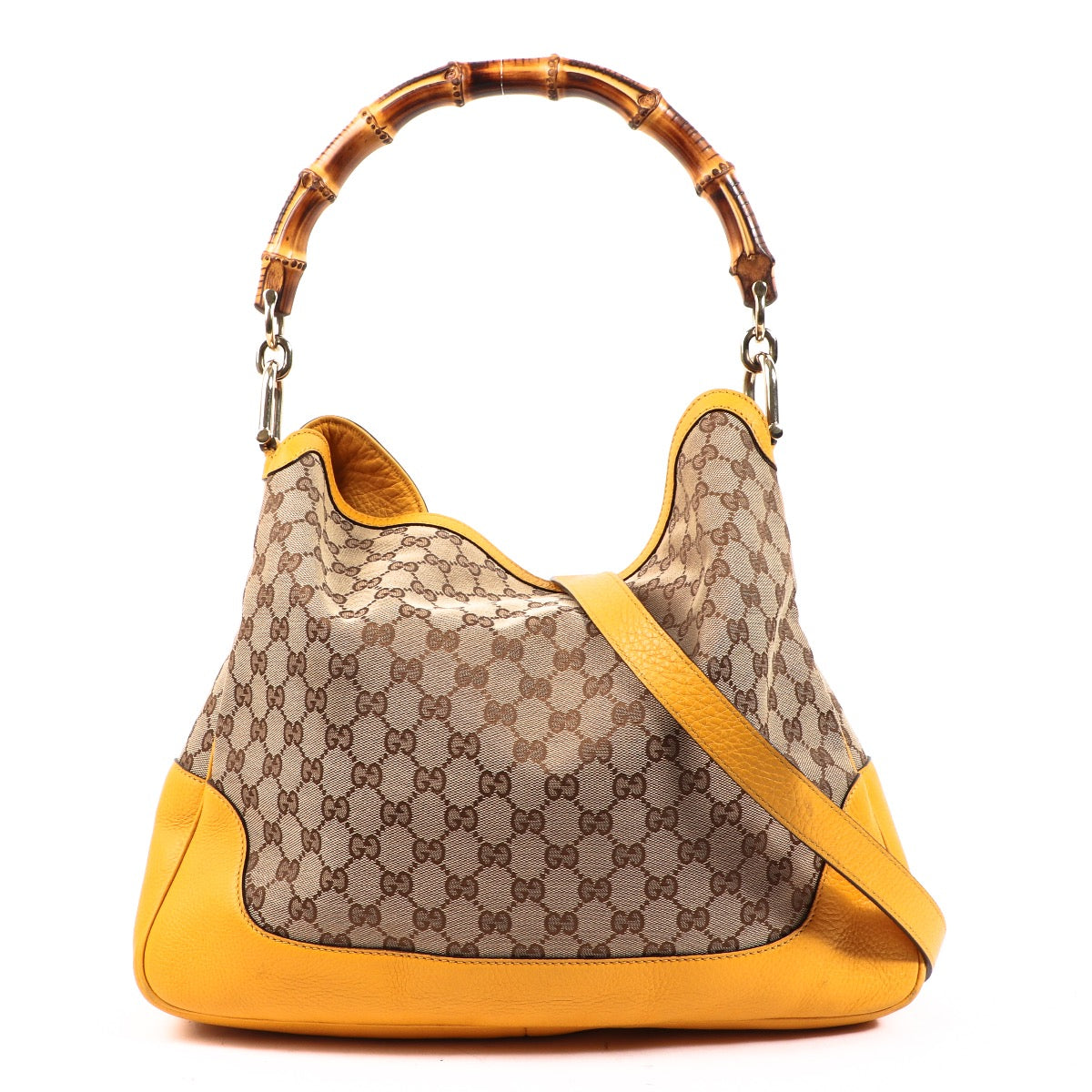 Gucci Yellow Monogram Diana Shoulder Bag in very good condition at Labellov