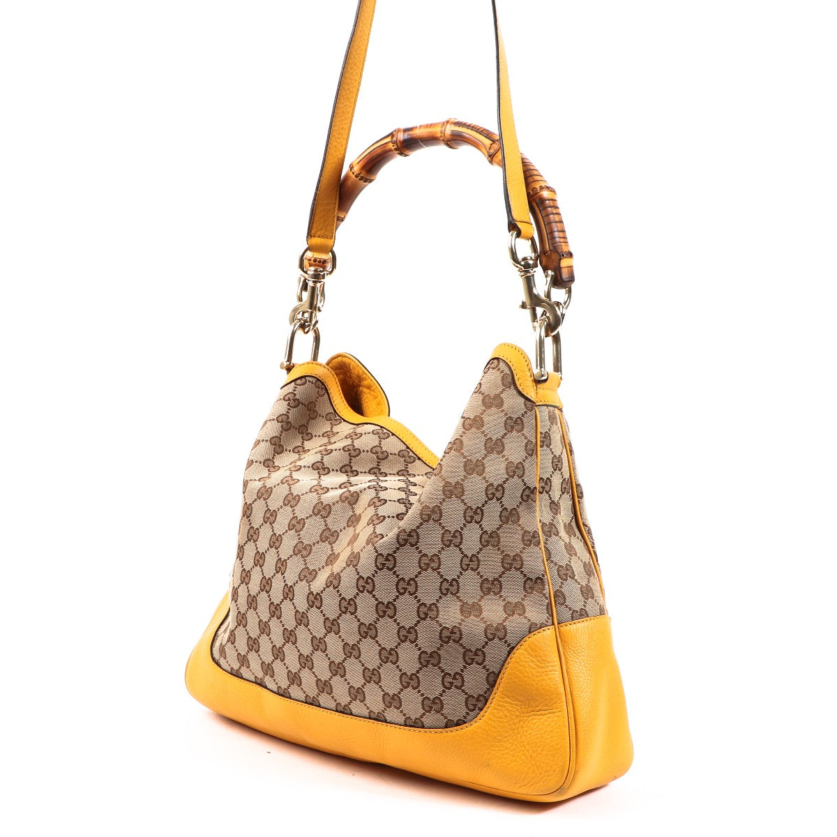 Sac porté épaule large Gucci Diana en toile GG/jaune