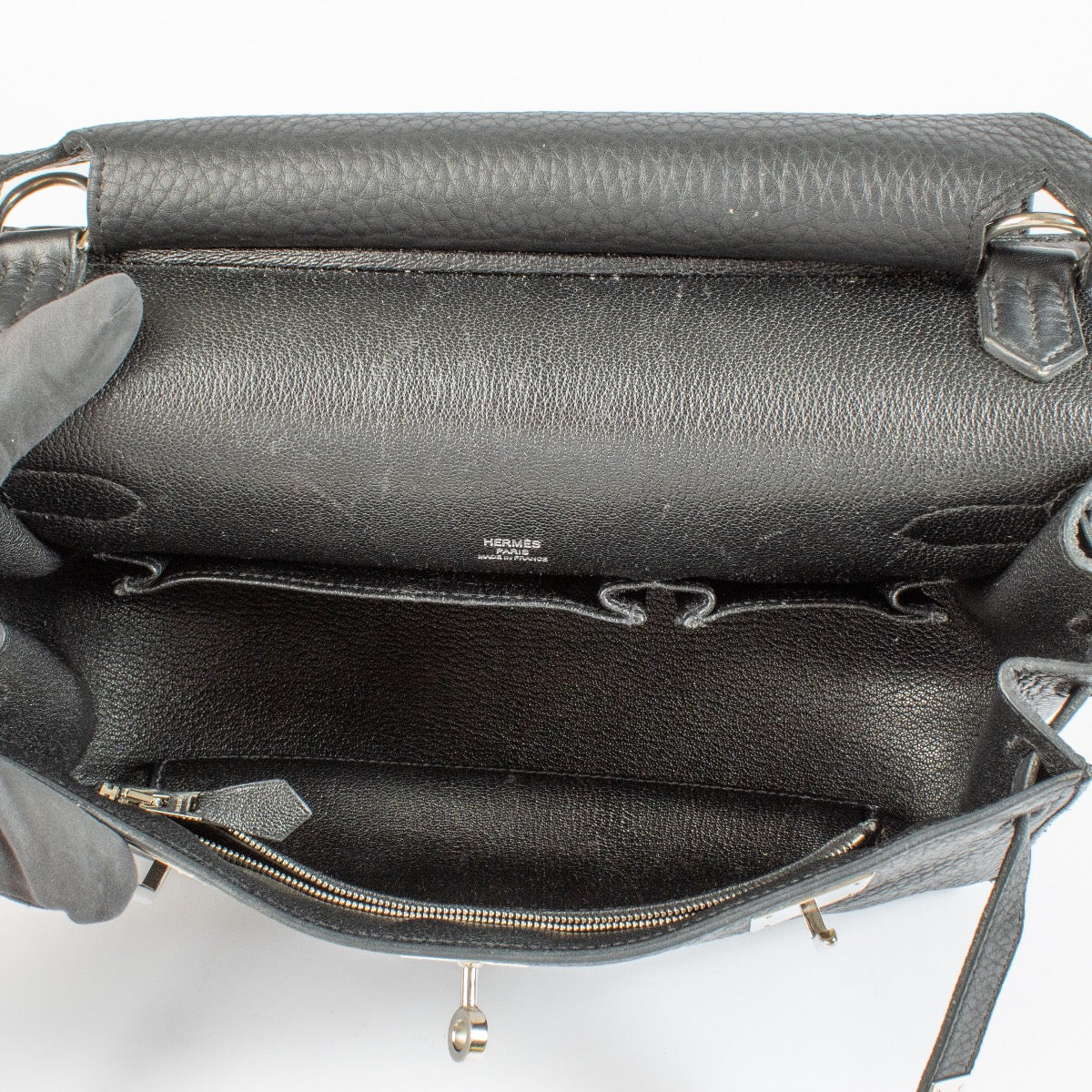 Shop 100% authentic second hand Hermès Jypsiere 28 Black Clemence PHW on Labellov.com