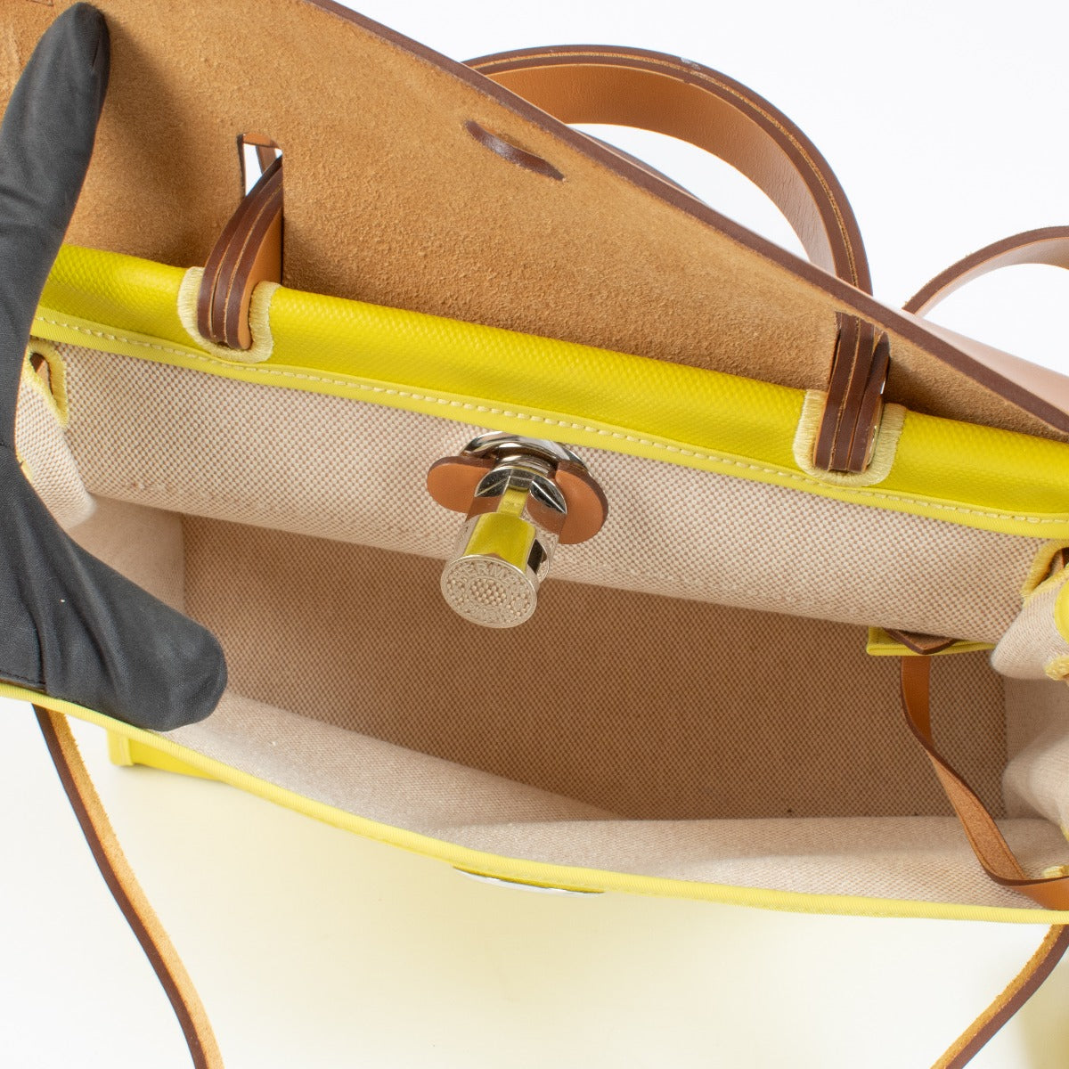 Hermès Herbag Zip 31 Lime/Naturel Sable Toile Berline/Hunter PHW