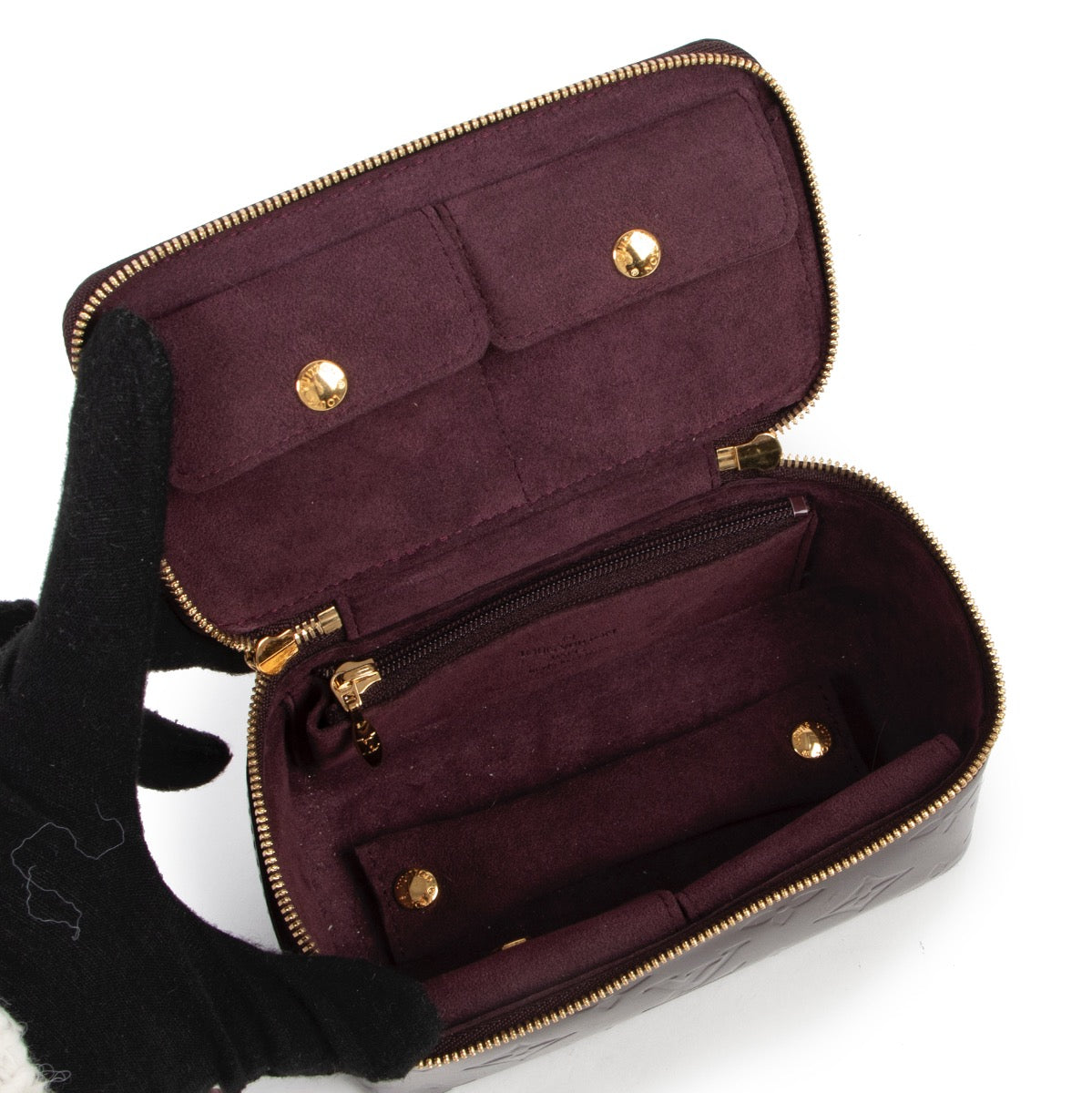 Buy an authentic second hand Louis Vuitton Amarante Vernis Jewelry Box in very good condition at Labellov