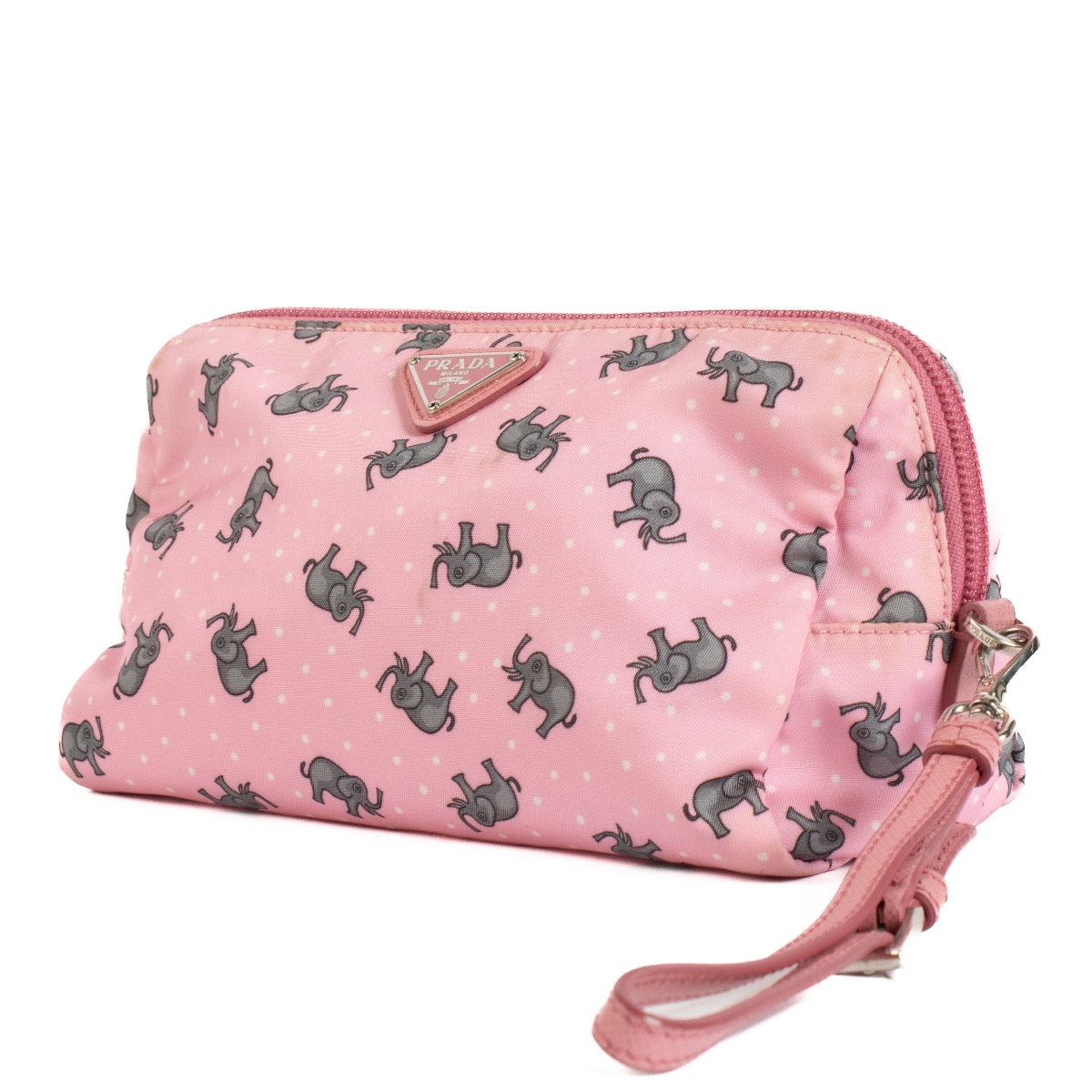 Shop safe online at Labellov in Antwerp, Brussels and knokke this 100% authentic second hand Prada Pink Elephant Clutch