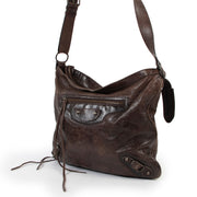 Shop safe online at Labellov in Antwerp this 100% authentic second hand Balenciaga Brown Flat Messenger Crossbody Bag