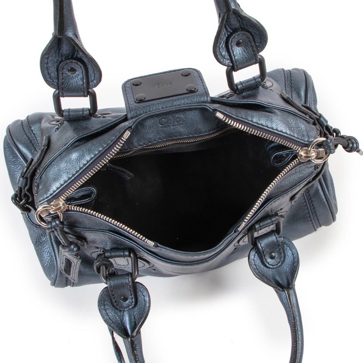 Shop safe online at Labellov in Antwerp this 100% authentic second hand Chloé Blue Nuit Paddington Padlock Top Handle